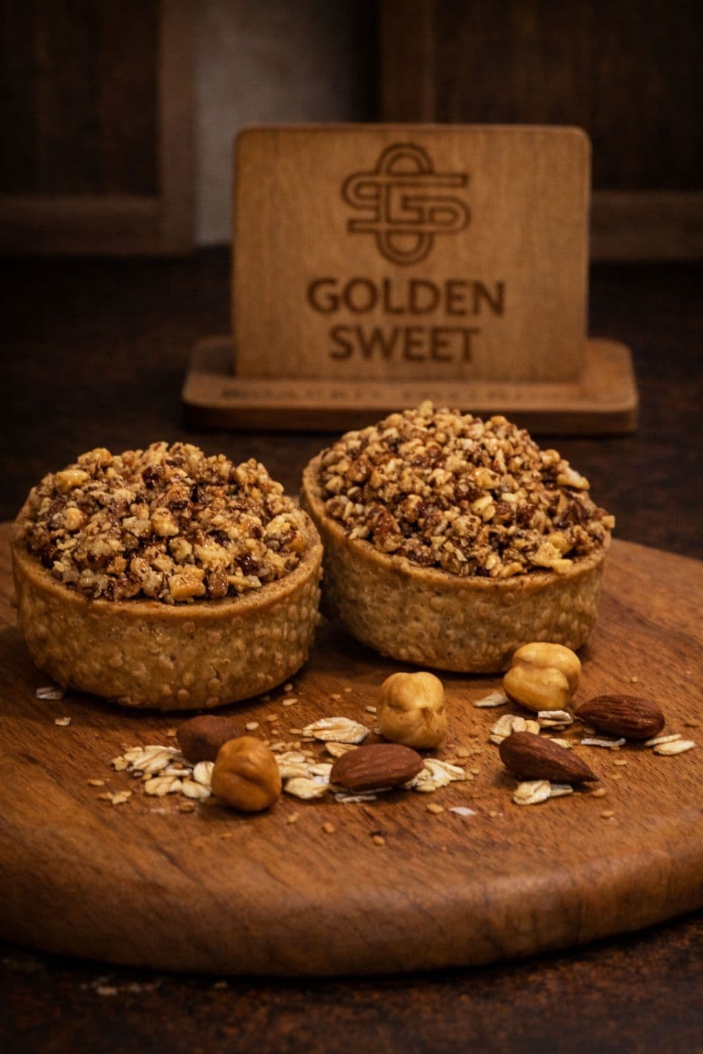 Oat Tartlet with Almonds and Hazelnuts with Natural Honey