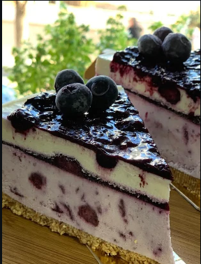 Healthy oat blueberry cheesecake